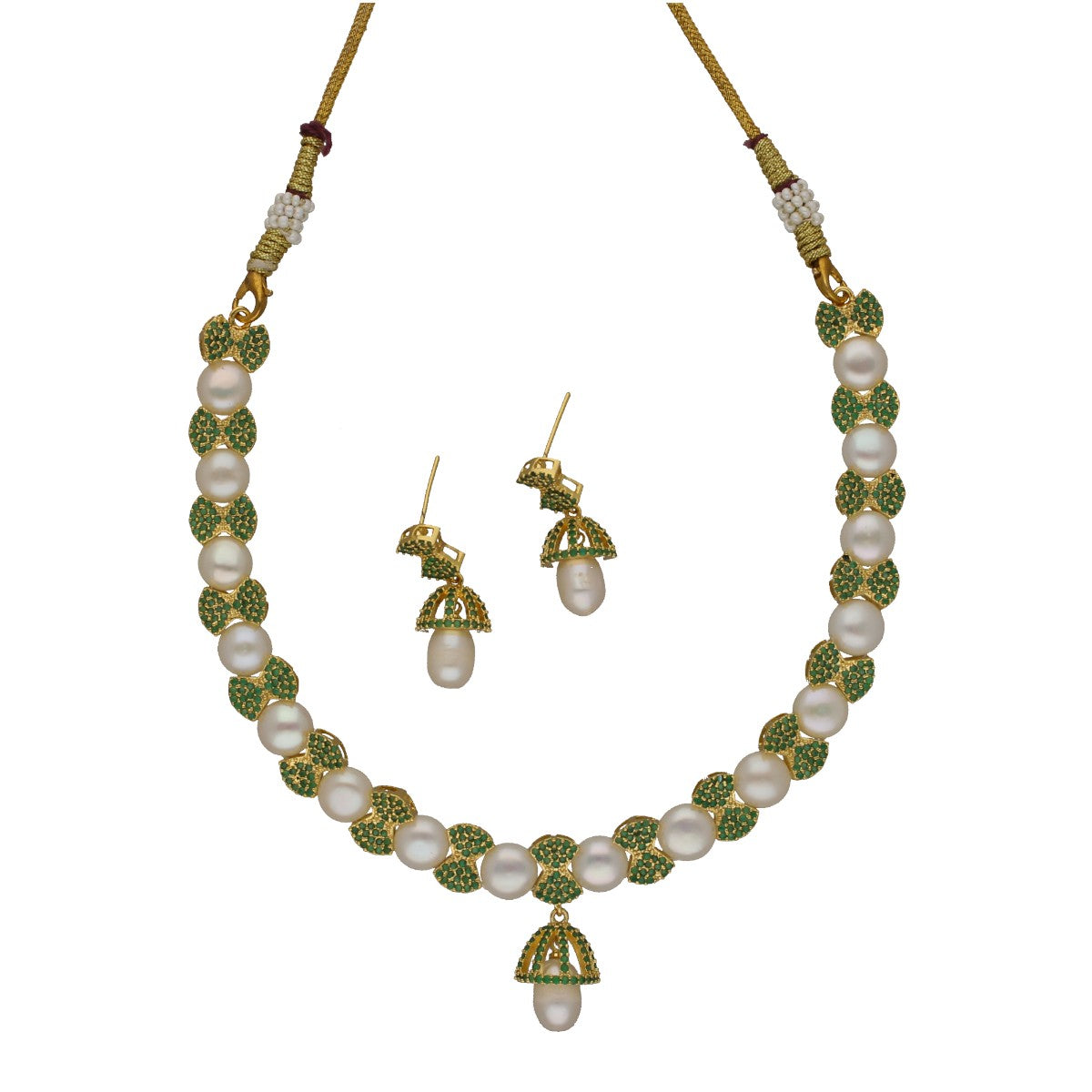 J Pearls Radiance Pearl Necklace Set - Swadesiicart