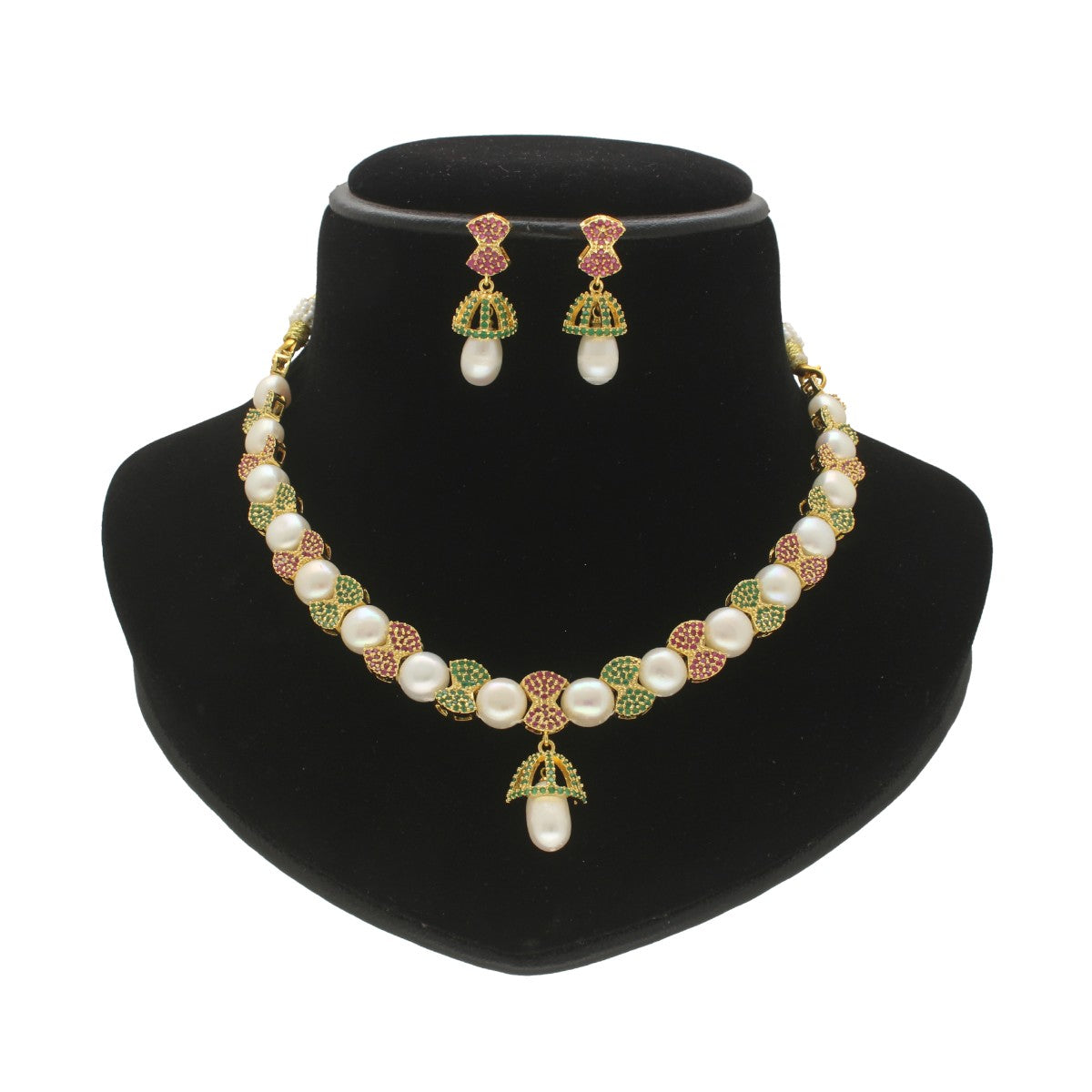 J Pearls Regal Pearl Necklace Set - Swadesiicart