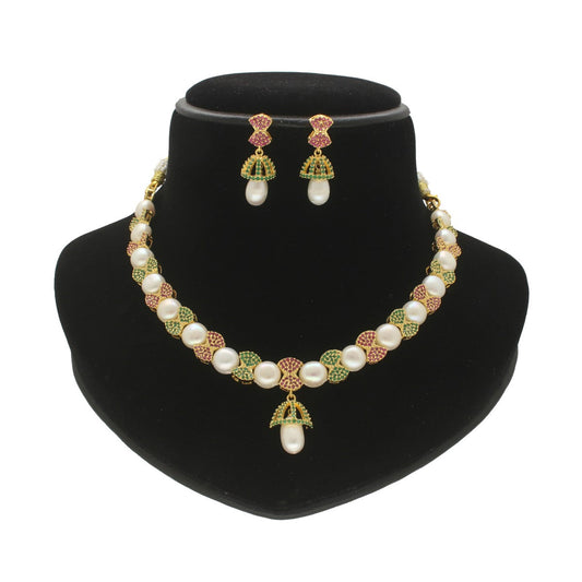 J Pearls Regal Pearl Necklace Set - Swadesiicart