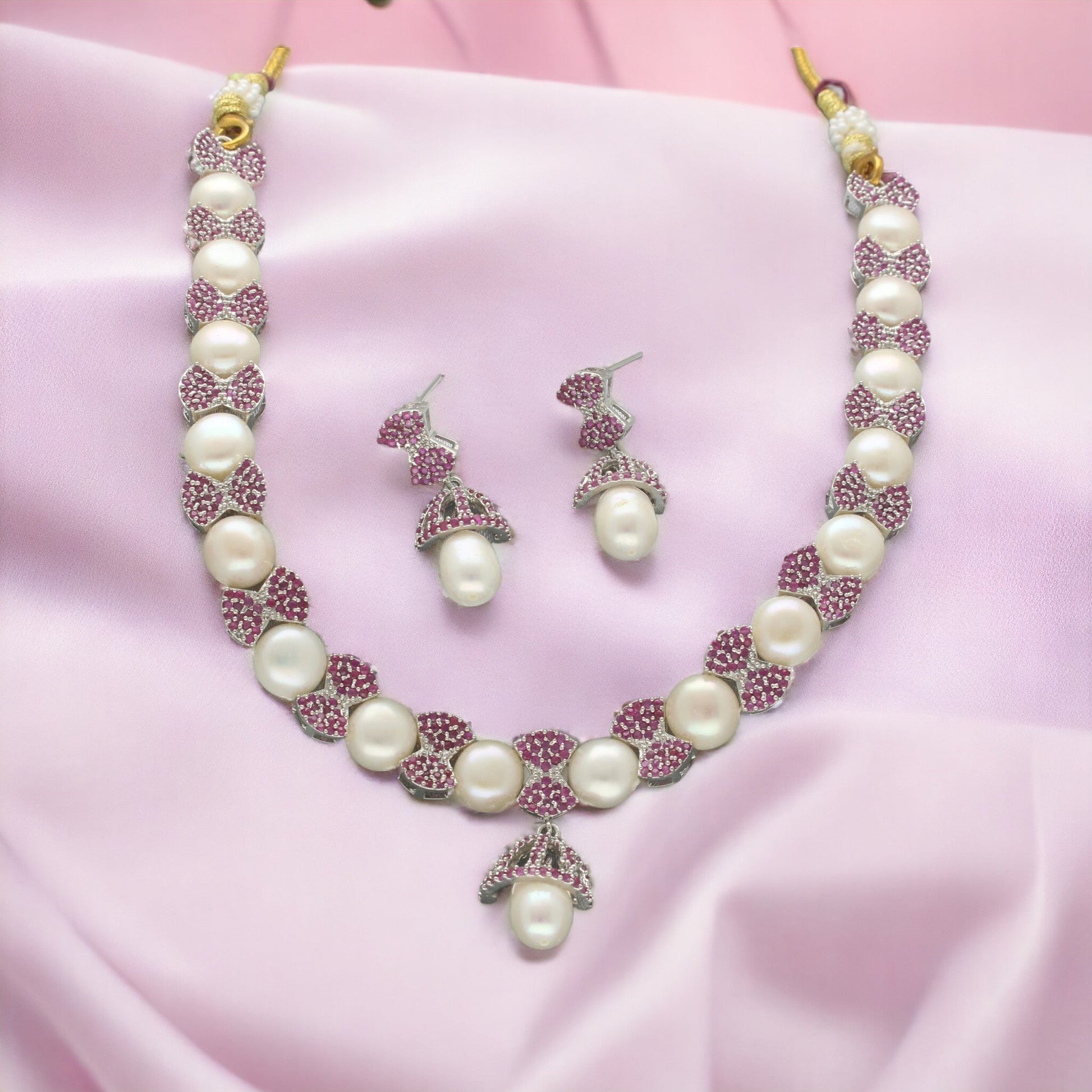 J Pearls Whispering Pearl Necklace Set - Swadesiicart