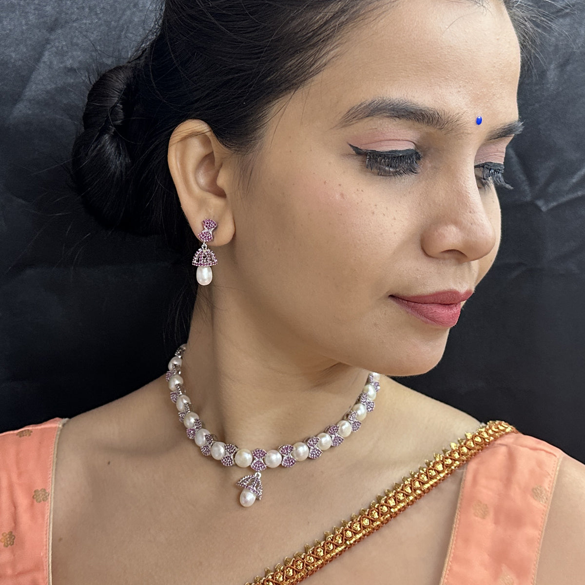 J Pearls Whispering Pearl Necklace Set - Swadesiicart