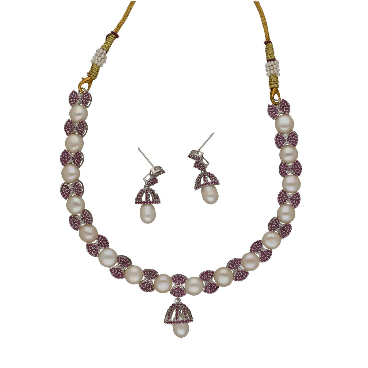 J Pearls Whispering Pearl Necklace Set - Swadesiicart