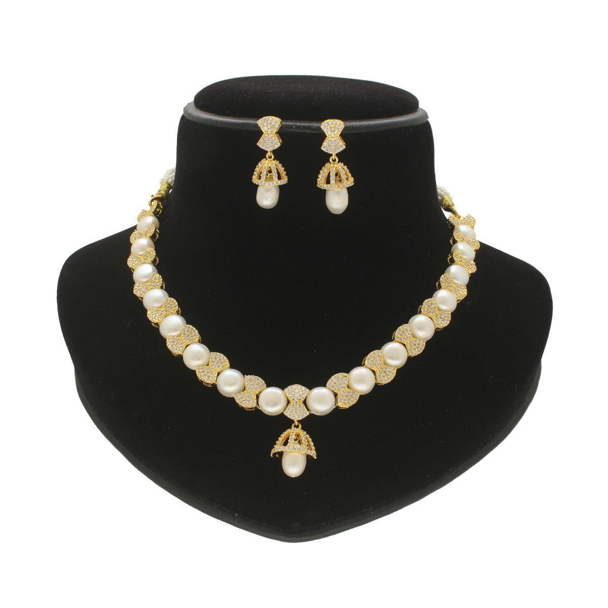 J Pearls Shine Pearl Necklace Set - Swadesiicart