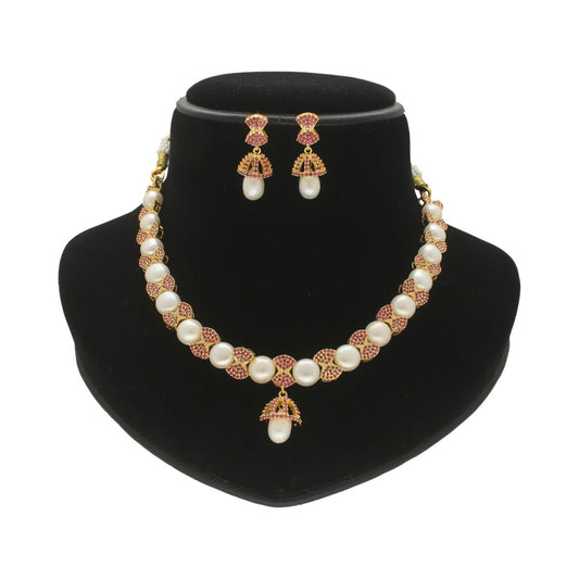 J Pearls Divine Pearl Necklace Set - Swadesiicart