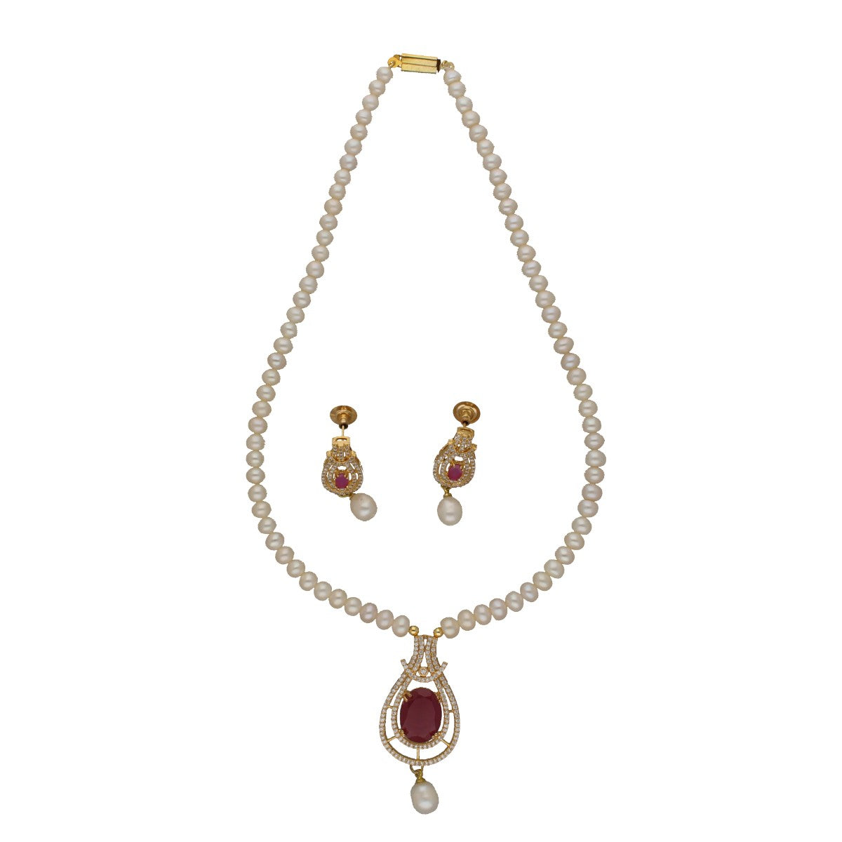 J Pearls Sparkle Pearl Necklace Set - Swadesiicart