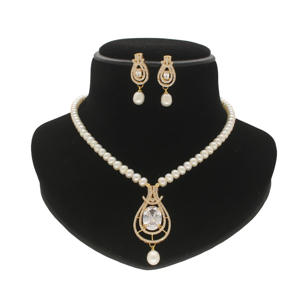 J Pearls Dazzle Pearl Necklace Set - Swadesiicart