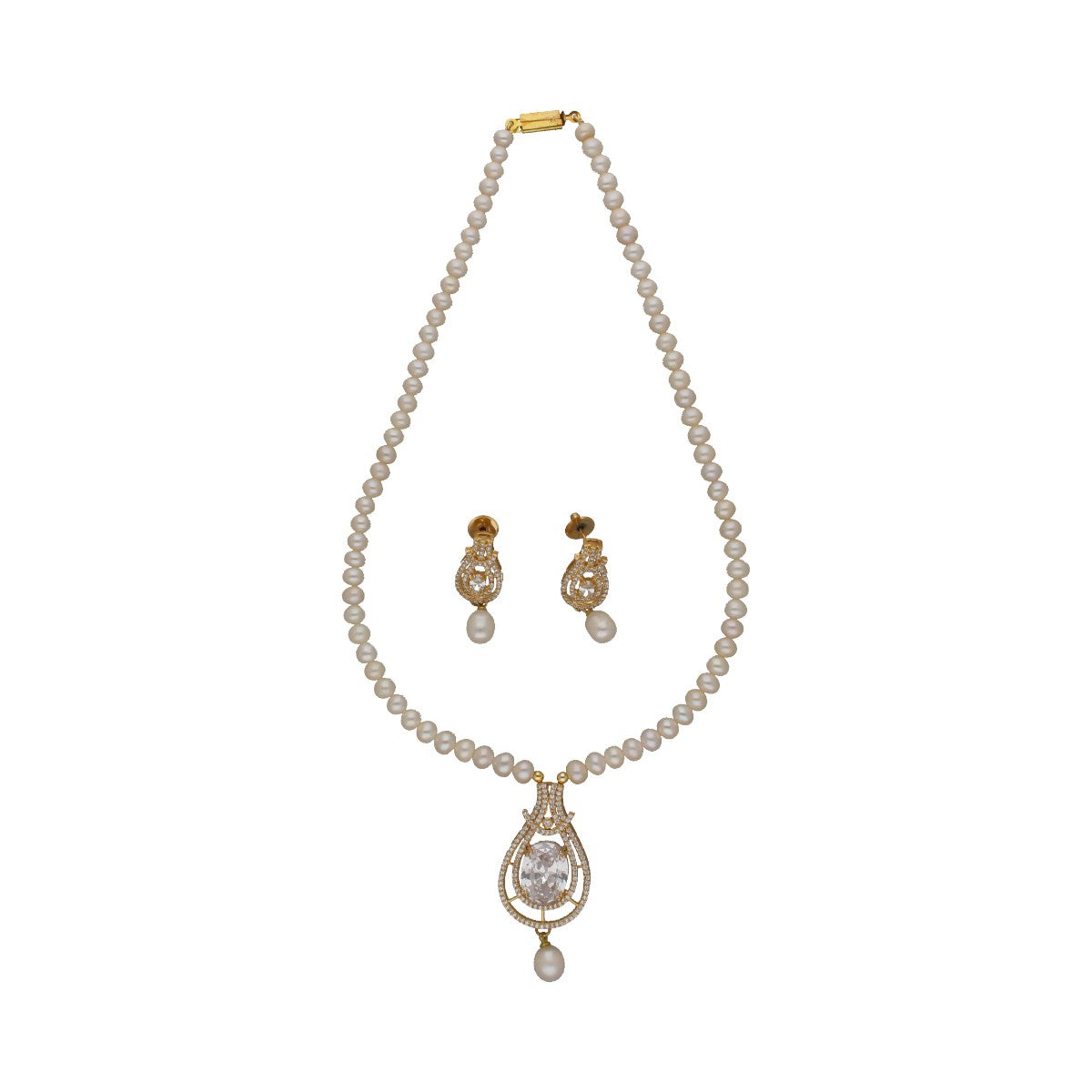 J Pearls Dazzle Pearl Necklace Set - Swadesiicart