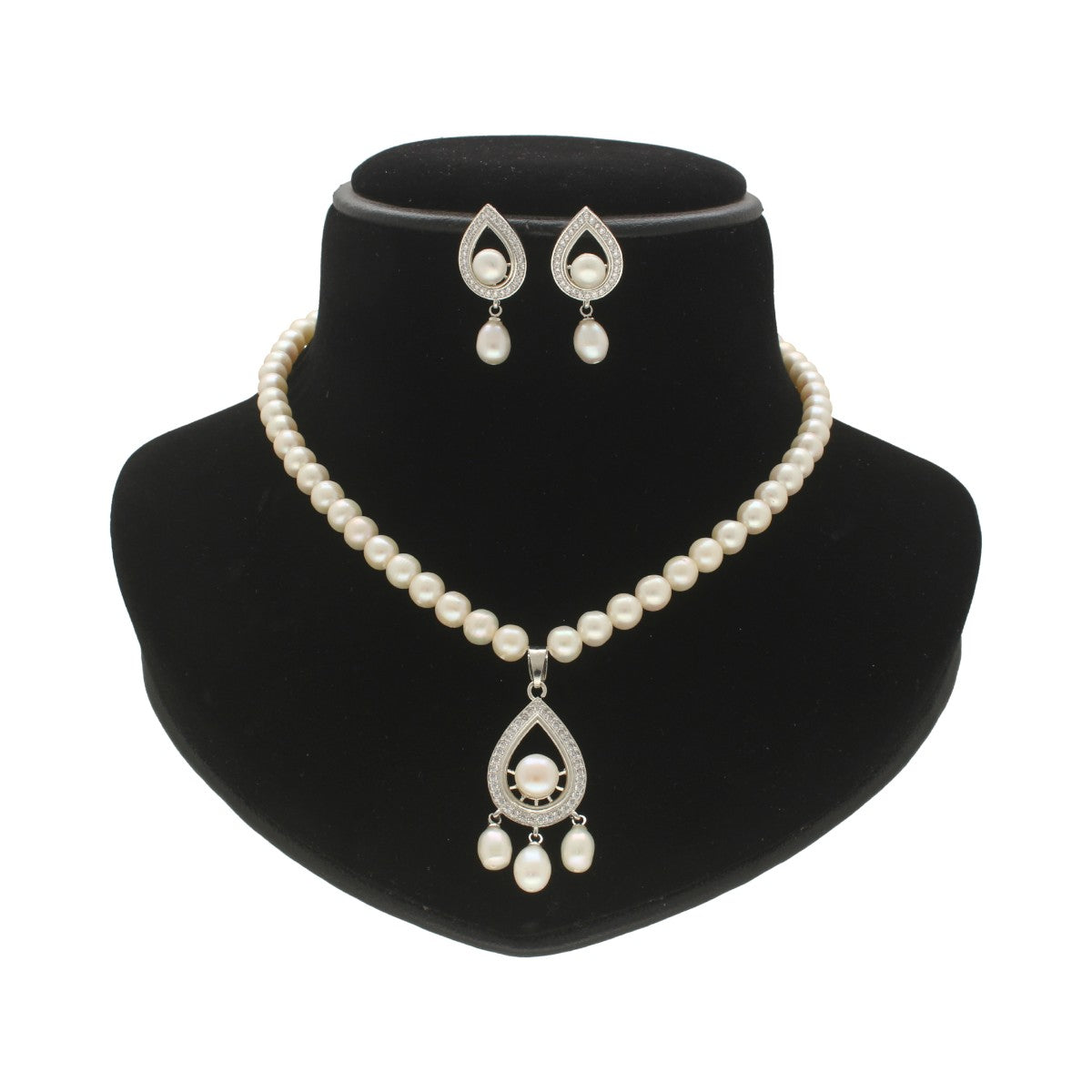 J Pearls Luminary Pearl Necklace Set - Swadesiicart