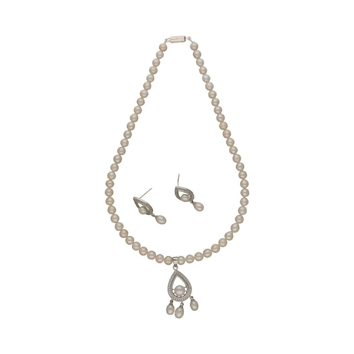 J Pearls Luminary Pearl Necklace Set - Swadesiicart