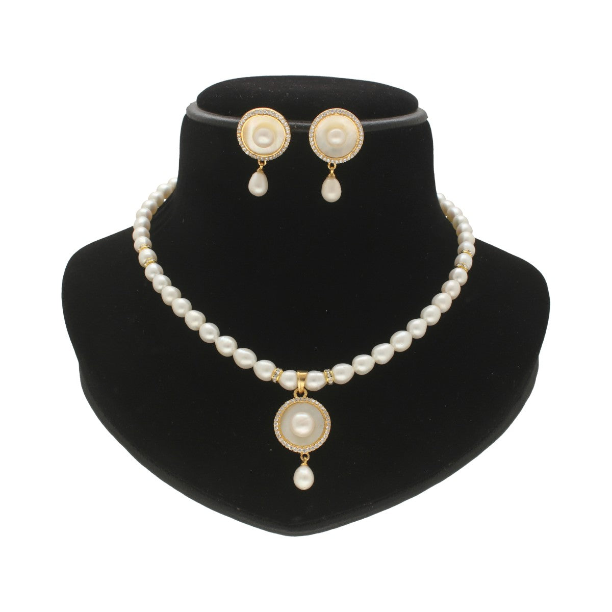 J Pearls Shimmering Pearl Necklace Set - Swadesiicart