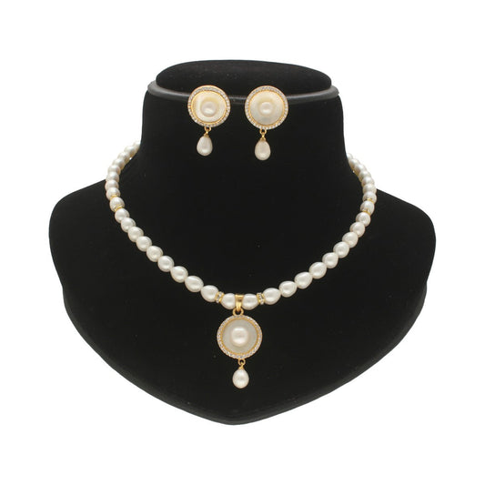 J Pearls Shimmering Pearl Necklace Set - Swadesiicart