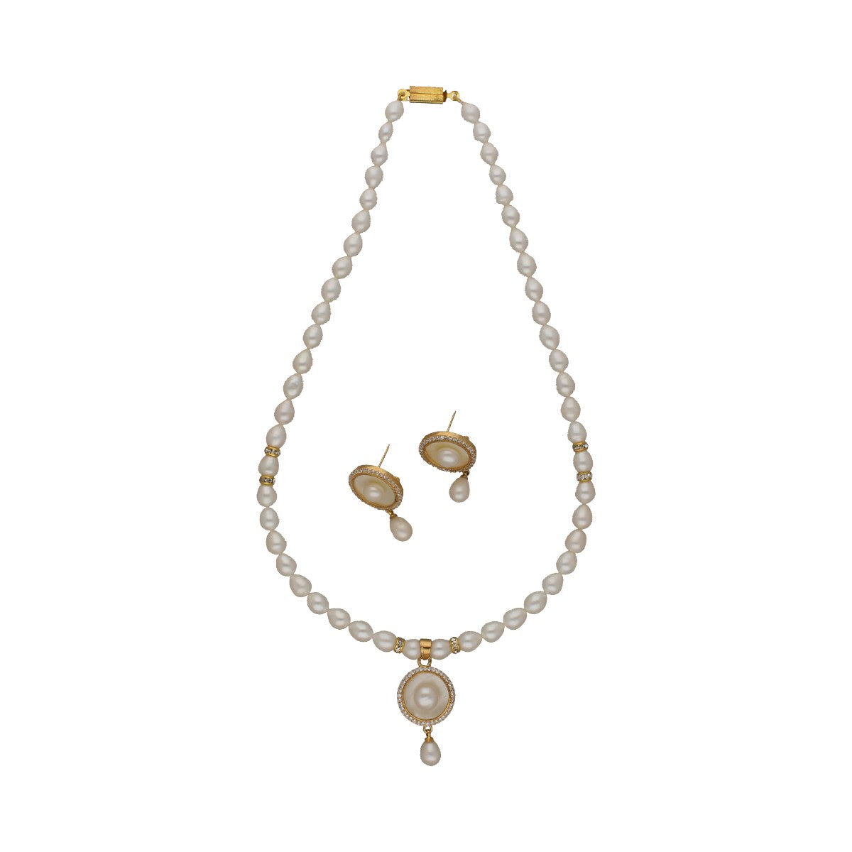 J Pearls Shimmering Pearl Necklace Set - Swadesiicart