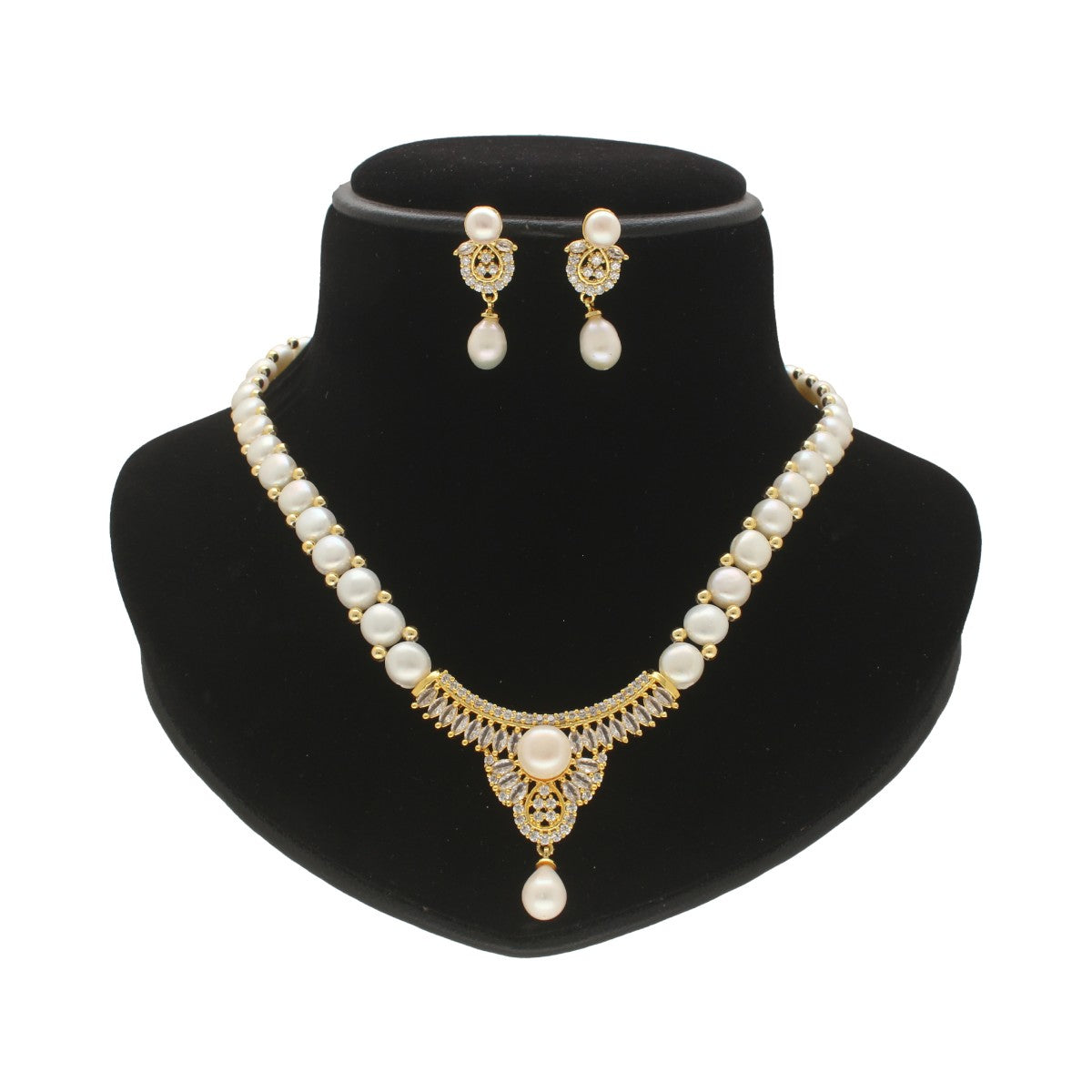 J Pearls Radiant Pearl Necklace Set - Swadesiicart