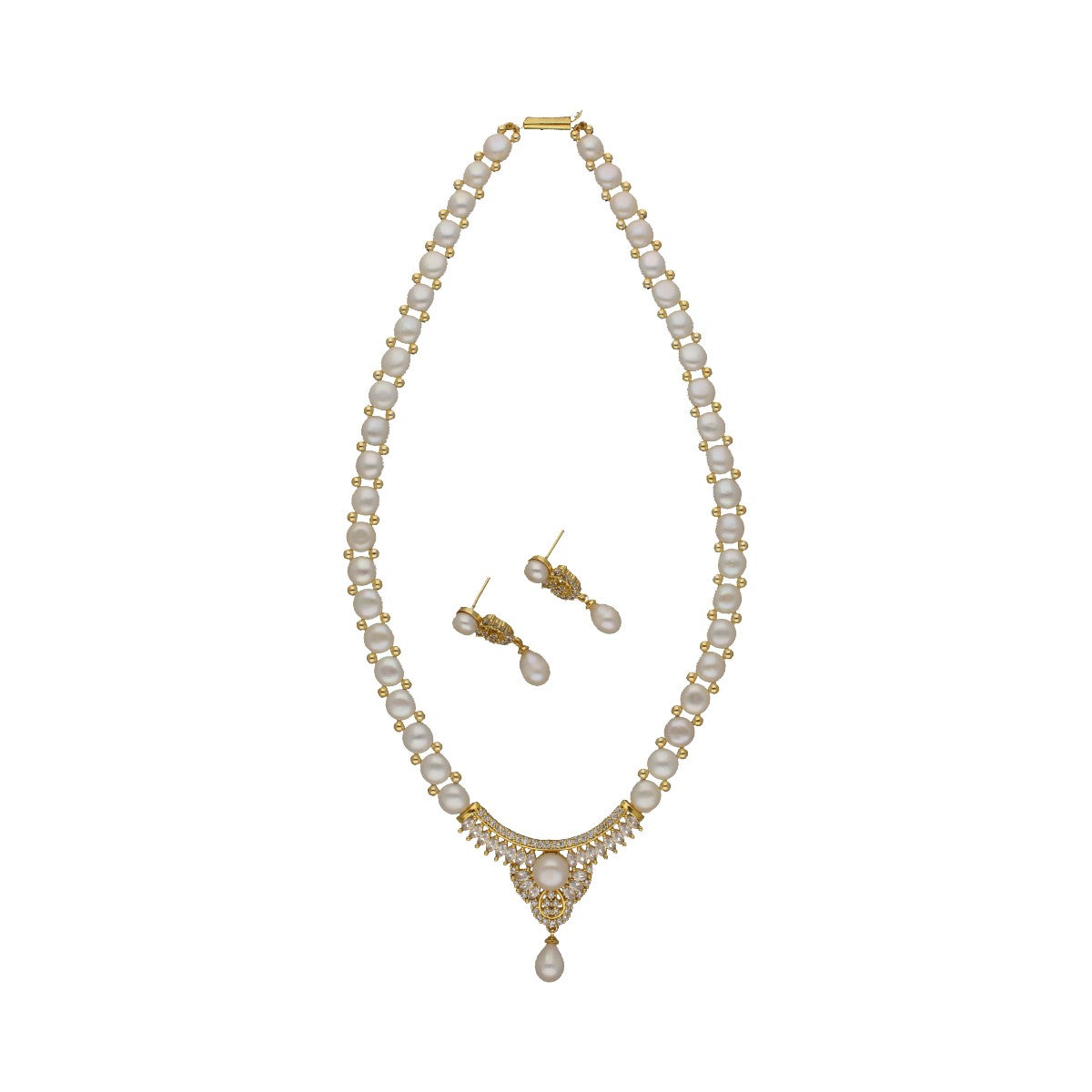 J Pearls Radiant Pearl Necklace Set - Swadesiicart