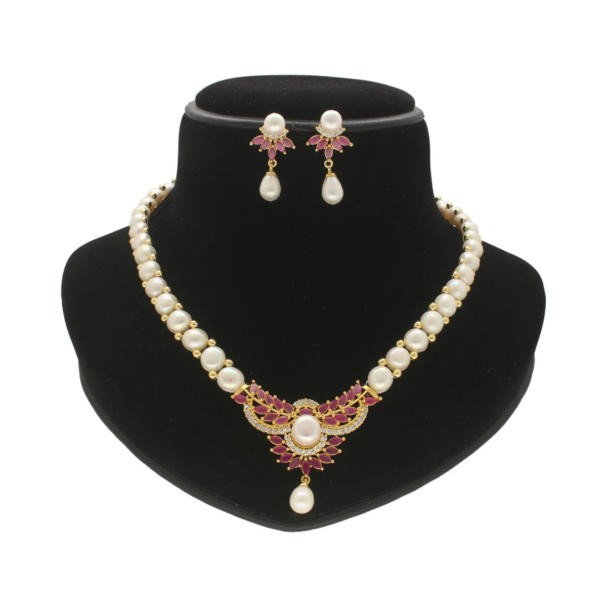 J Pearls Twinkle Pearl Necklace Set - Swadesiicart