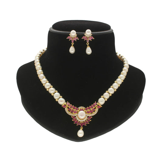 J Pearls Twinkle Pearl Necklace Set - Swadesiicart