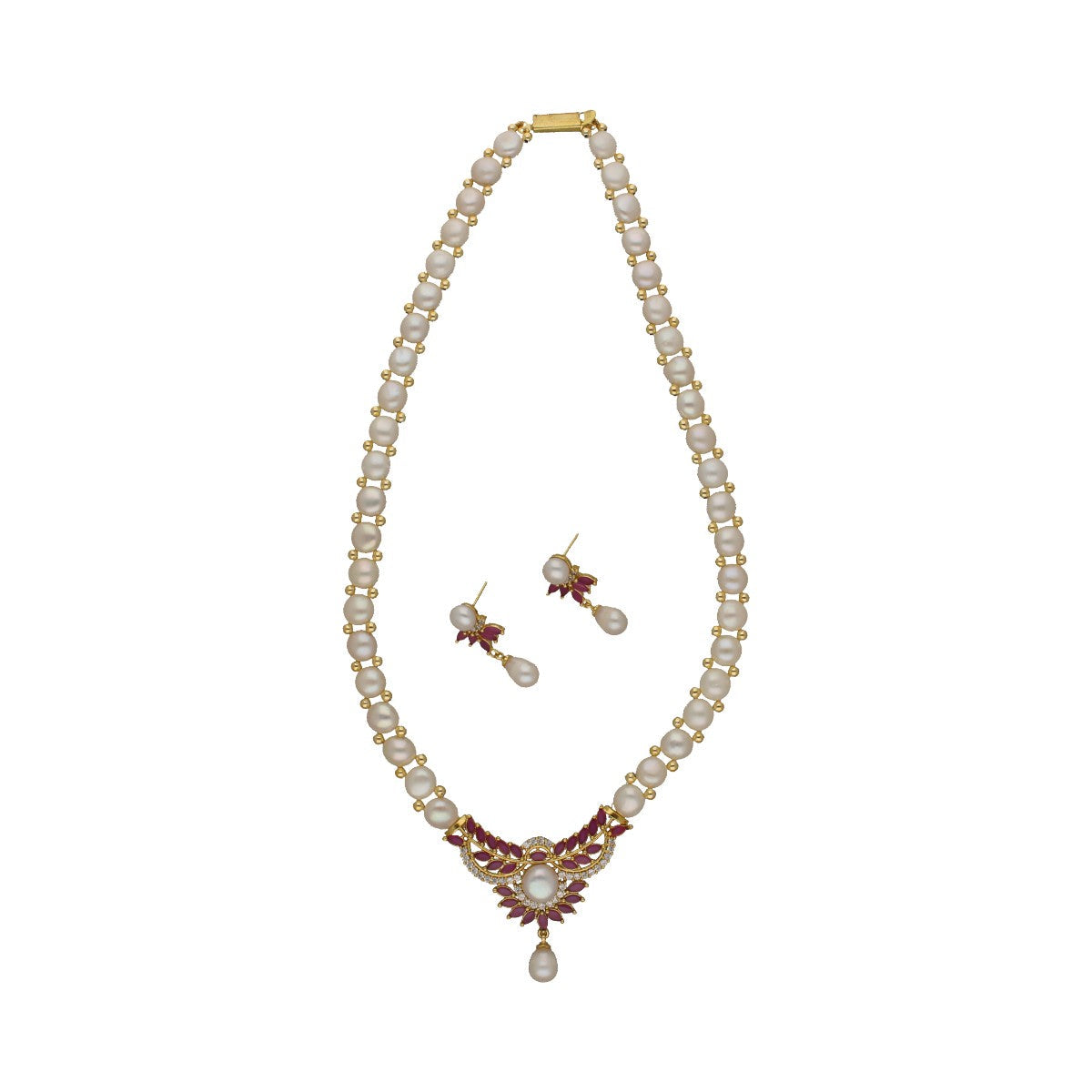 J Pearls Twinkle Pearl Necklace Set - Swadesiicart