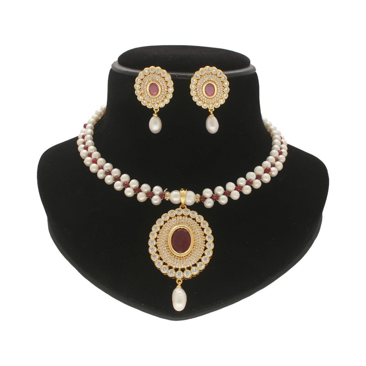 J Pearls Splendor Pearl Necklace Set - Swadesiicart