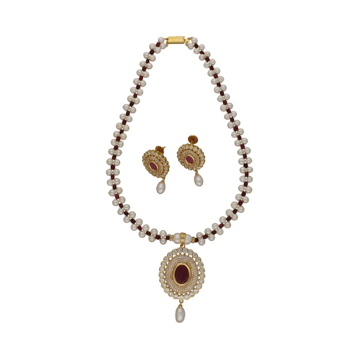 J Pearls Splendor Pearl Necklace Set - Swadesiicart