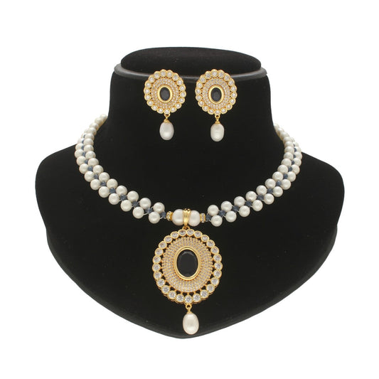 J Pearls Rosette Pearl Necklace Set - Swadesiicart