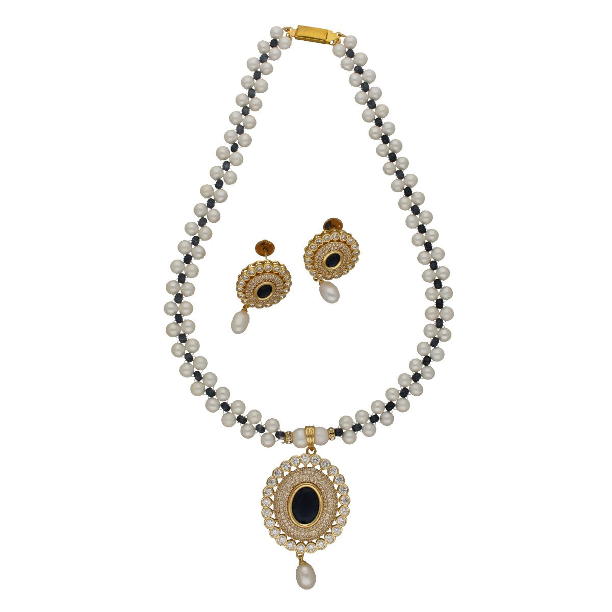 J Pearls Rosette Pearl Necklace Set - Swadesiicart