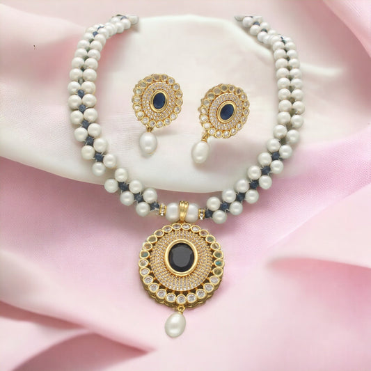 J Pearls Rosette Pearl Necklace Set - Swadesiicart