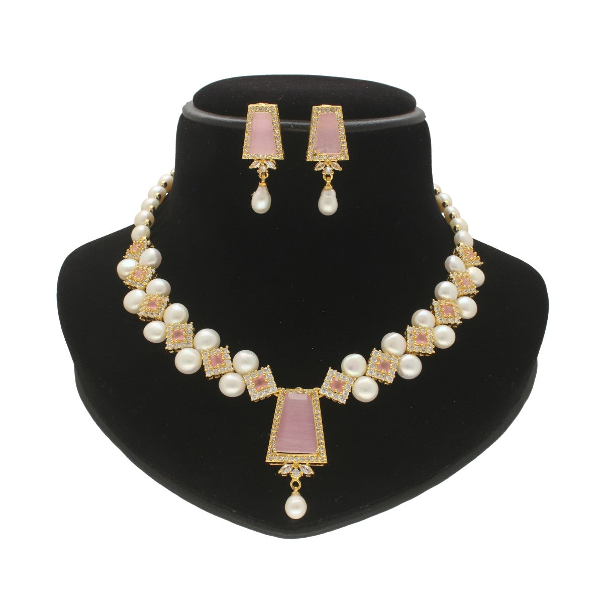 J Pearls Twilight Pearl Necklace Set - Swadesiicart