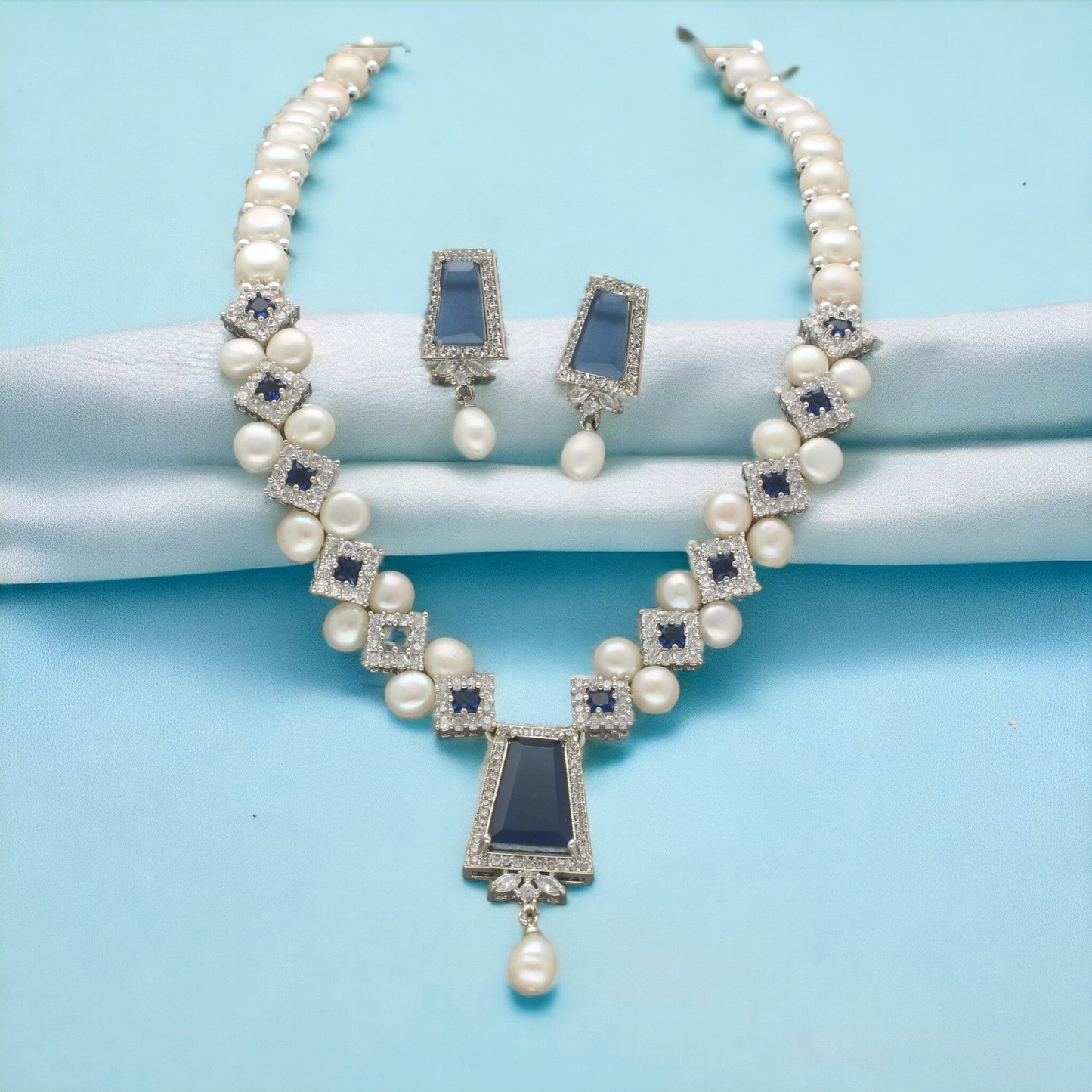 J Pearls Riviera Pearl Necklace Set - Swadesiicart