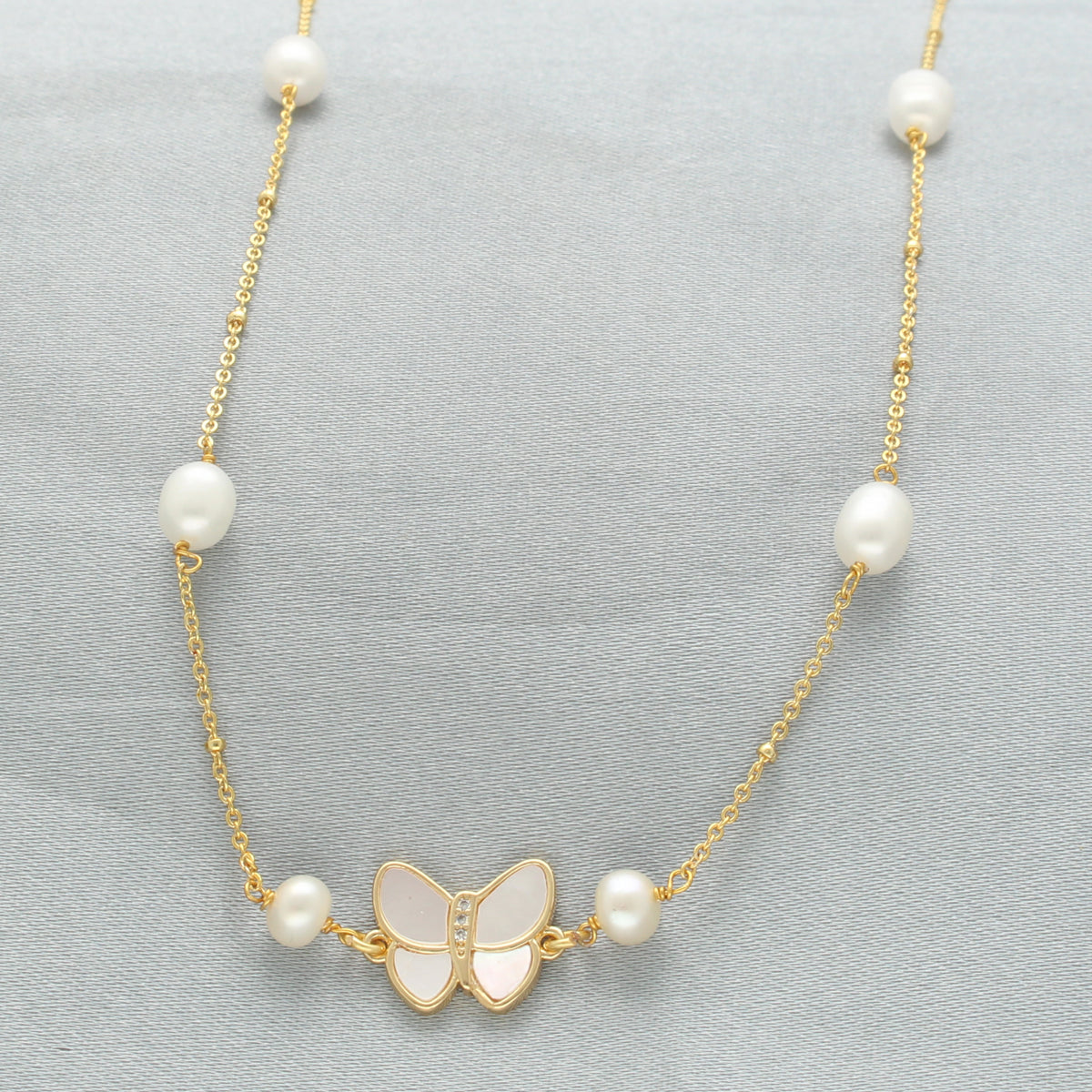 J Pearls ButterFly Pearl Pendant Set | Swadesiicart