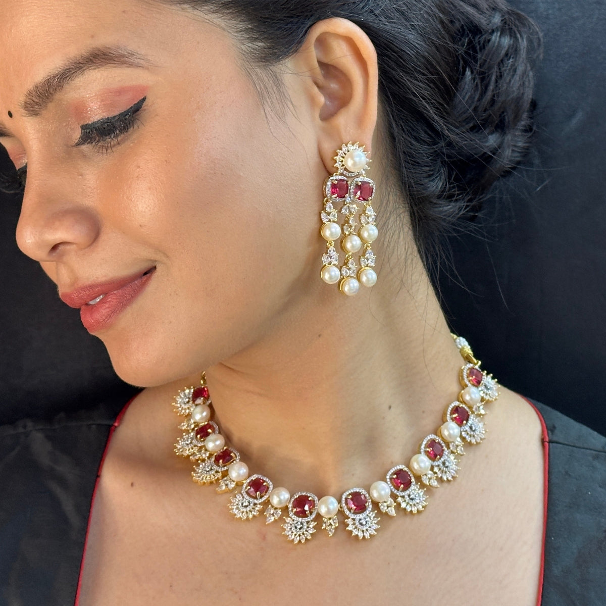 J Pearls Duchess of the Realm Pearl Set - Swadesiicart