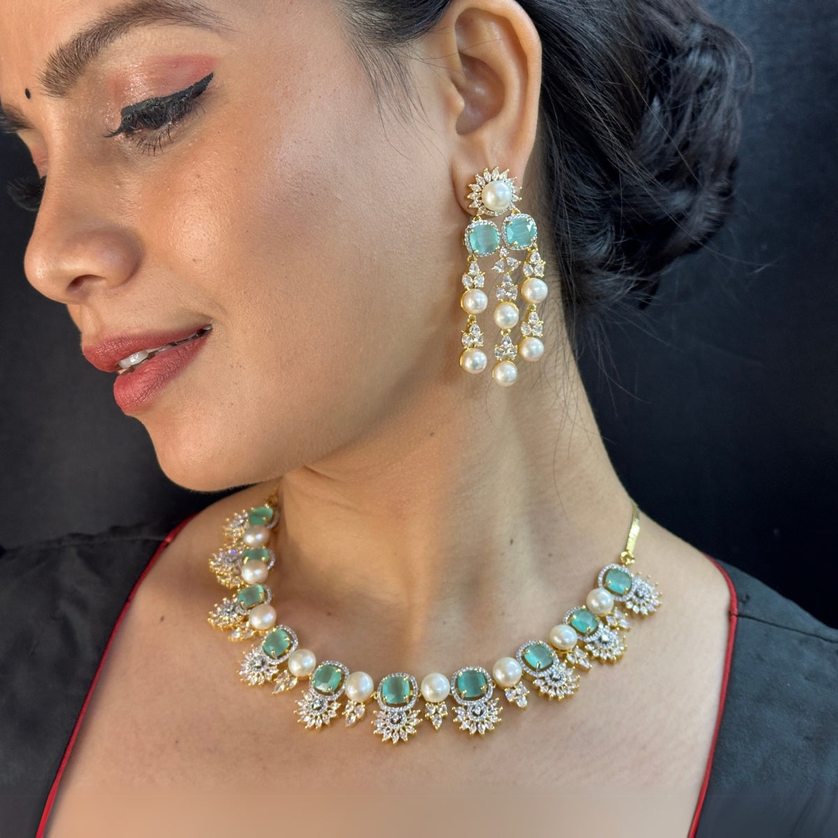 J Pearls Regal Glory Pearl Set - Swadesiicart