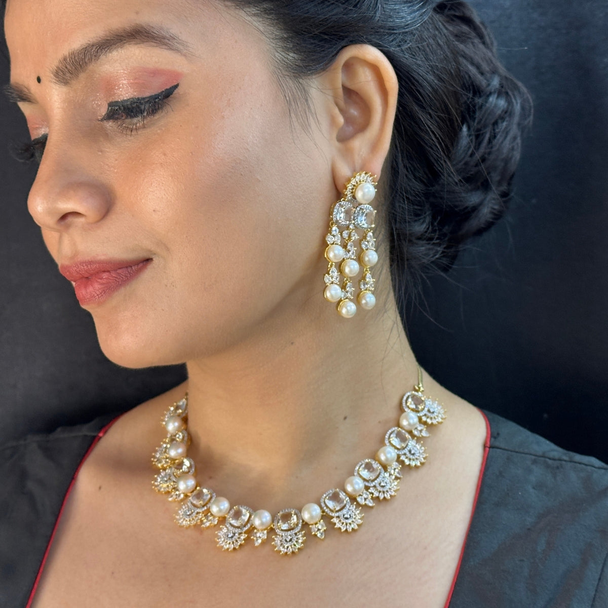 J Pearls Imperial Princess Pearl Set - Swadesiicart