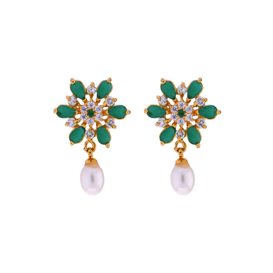 J Pearls Green Designer Earrings - Real Pearl Jewelry - J Pearls
