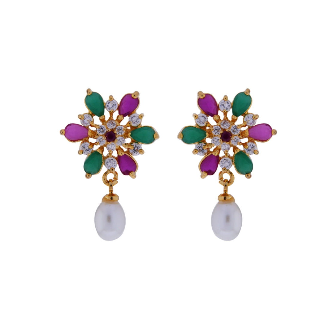 J Pearls Colorful Sitara Drop Earrings - Real Pearl Jewelry | Swadesiicart