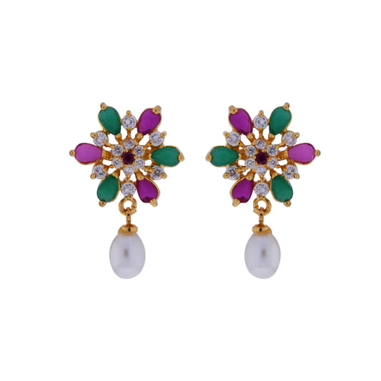 J Pearls Colorful Sitara Drop Earrings - Real Pearl Jewelry | Swadesiicart