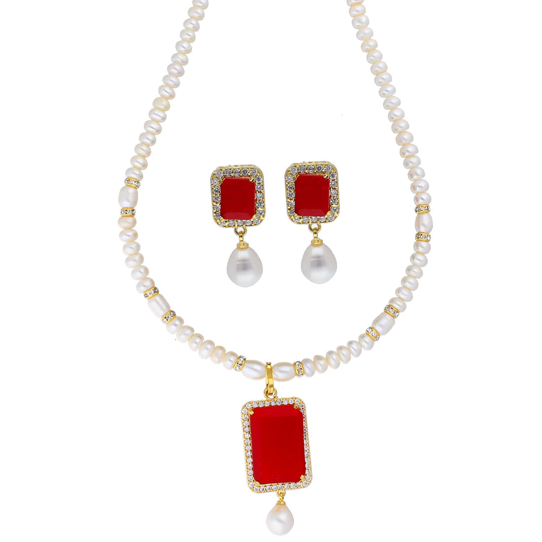 J Pearls Sara Pearl Pendant Set - Real Pearl Jewelry | Swadesiicart