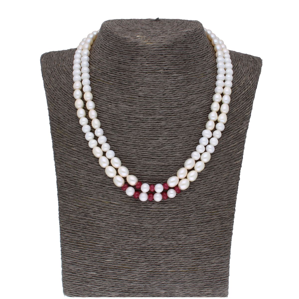 J Pearls 2 Line 5-6Mm Oval Pearl Set - Real Pearl Jewelry - Swadesiicart