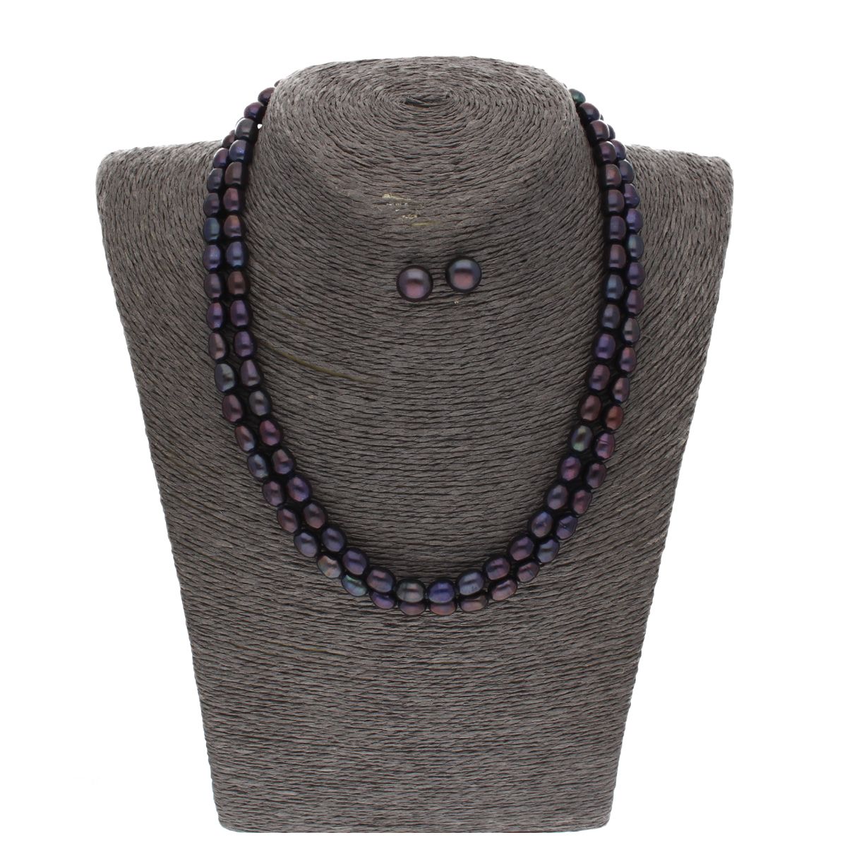 J Pearls 2 Line Black Oval Pearl Set - Real Pearl Jewelry - J Pearls