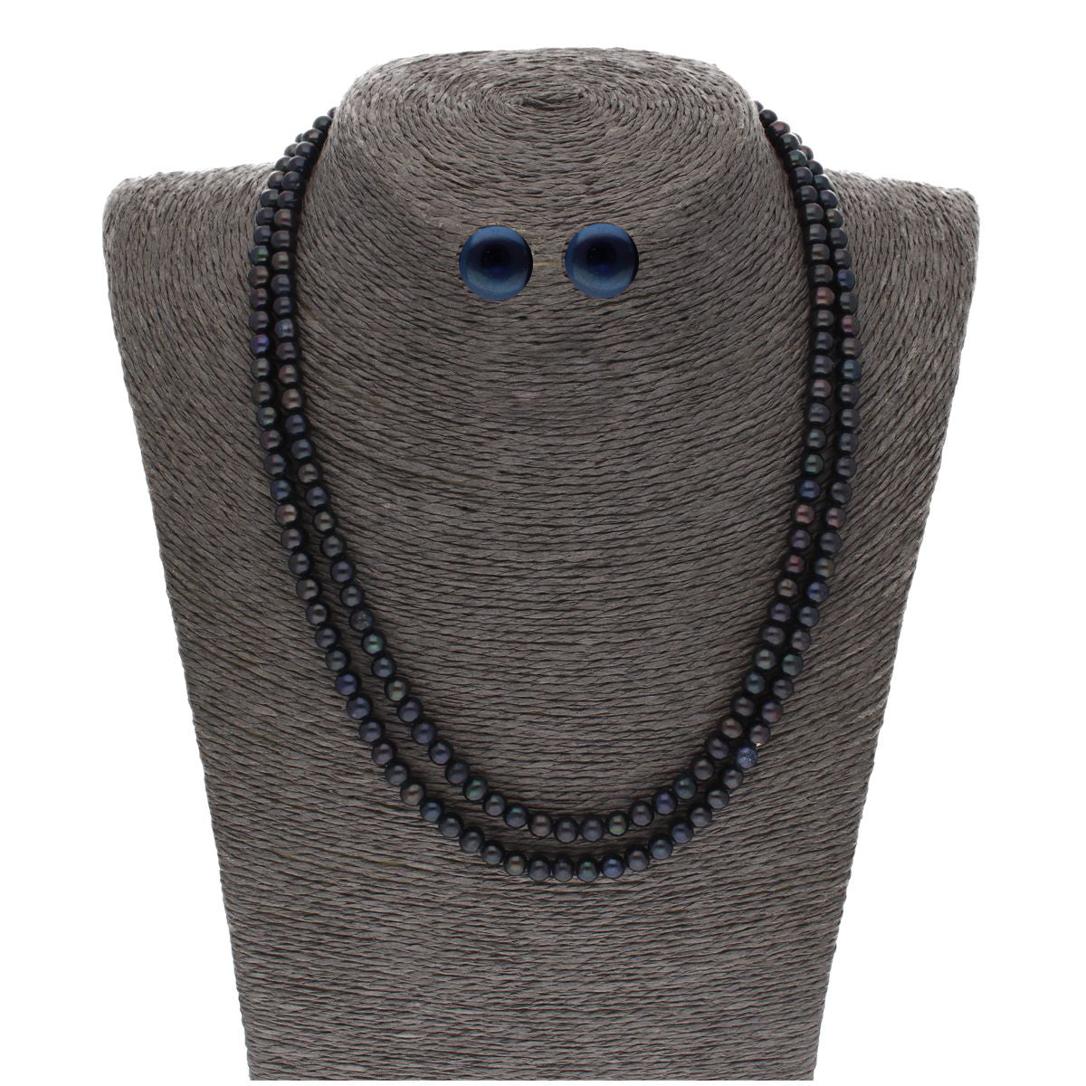 J Pearls 2 Line 5-6Mm Black Round Pearl Set - Real Pearl Jewelry - J Pearls