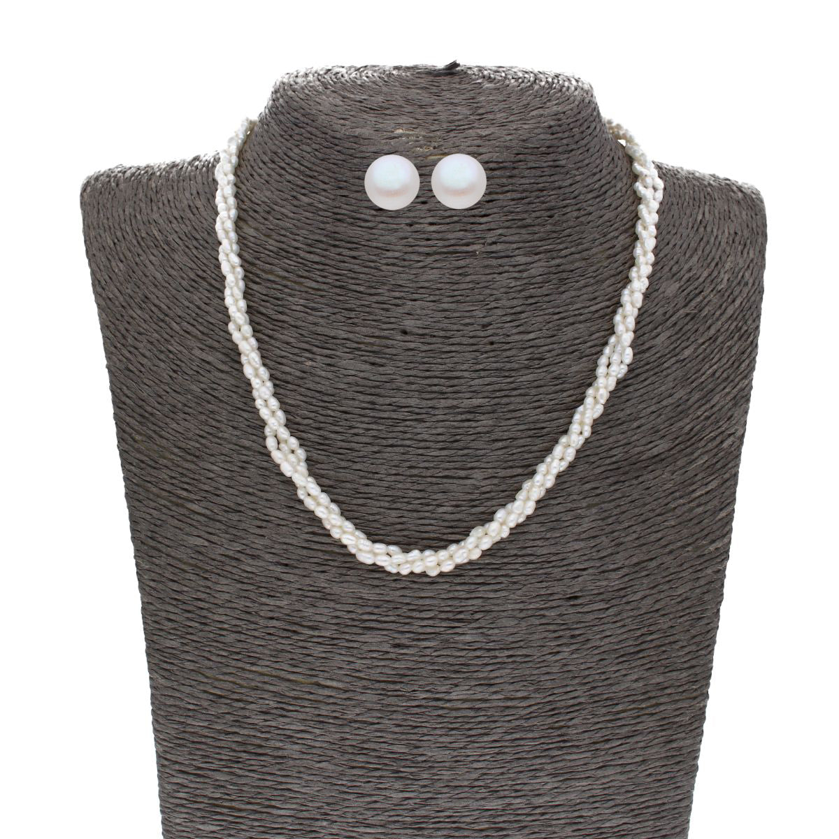 J Pearls Anna 3 Lines Rice Pearl Set - Swadesiicart