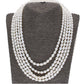 J Pearls 5 Line Plain Oval Pearl Set - Real Pearl Jewelry - Swadesiicart