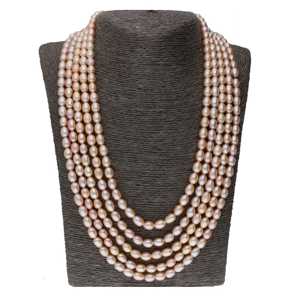 J Pearls 5 Line Oval Pearl Set - Real Pearl Jewelry - Swadesiicart