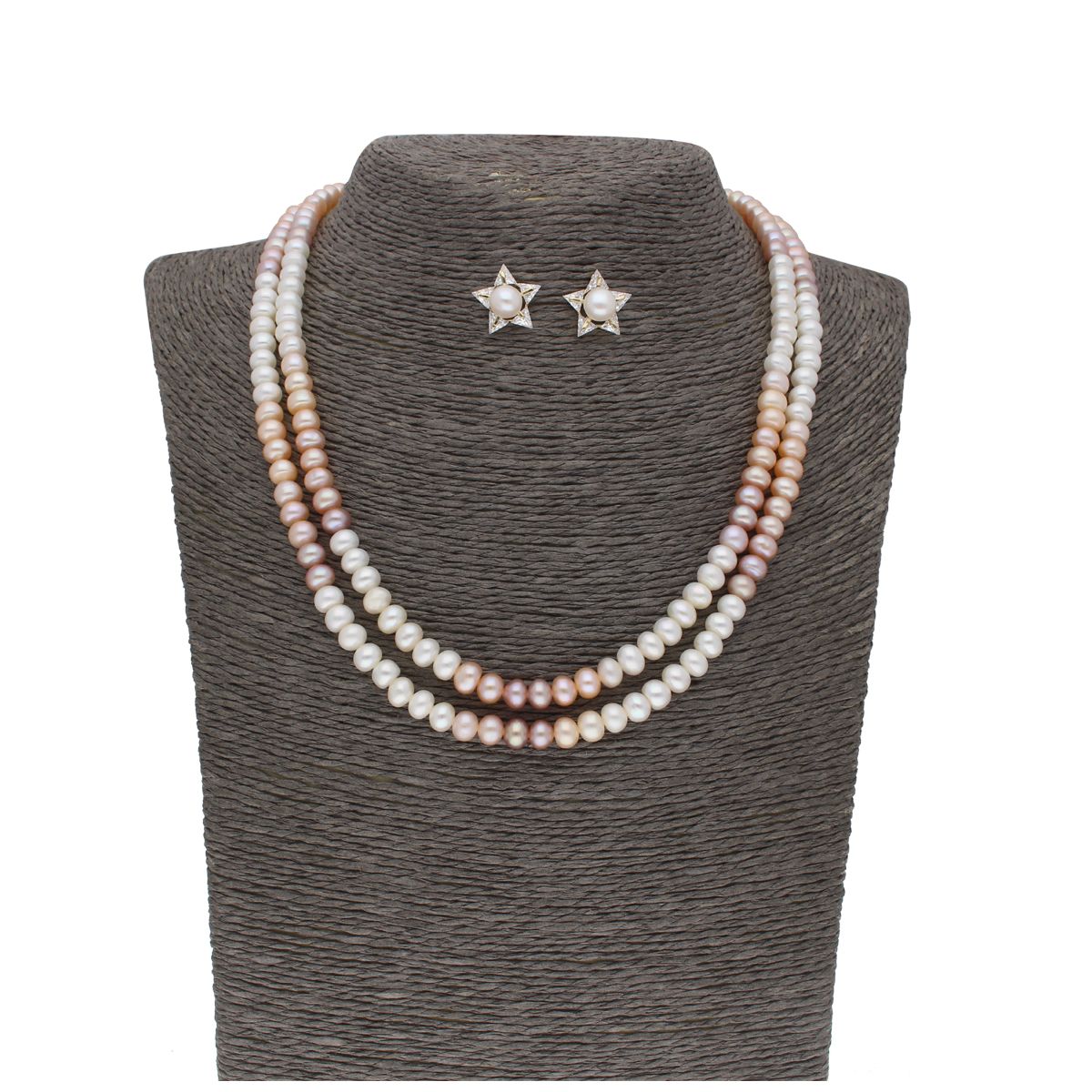 J Pearls 2 Line Mutli-Color Button Pearl Set - Real Pearl Jewelry - J Pearls