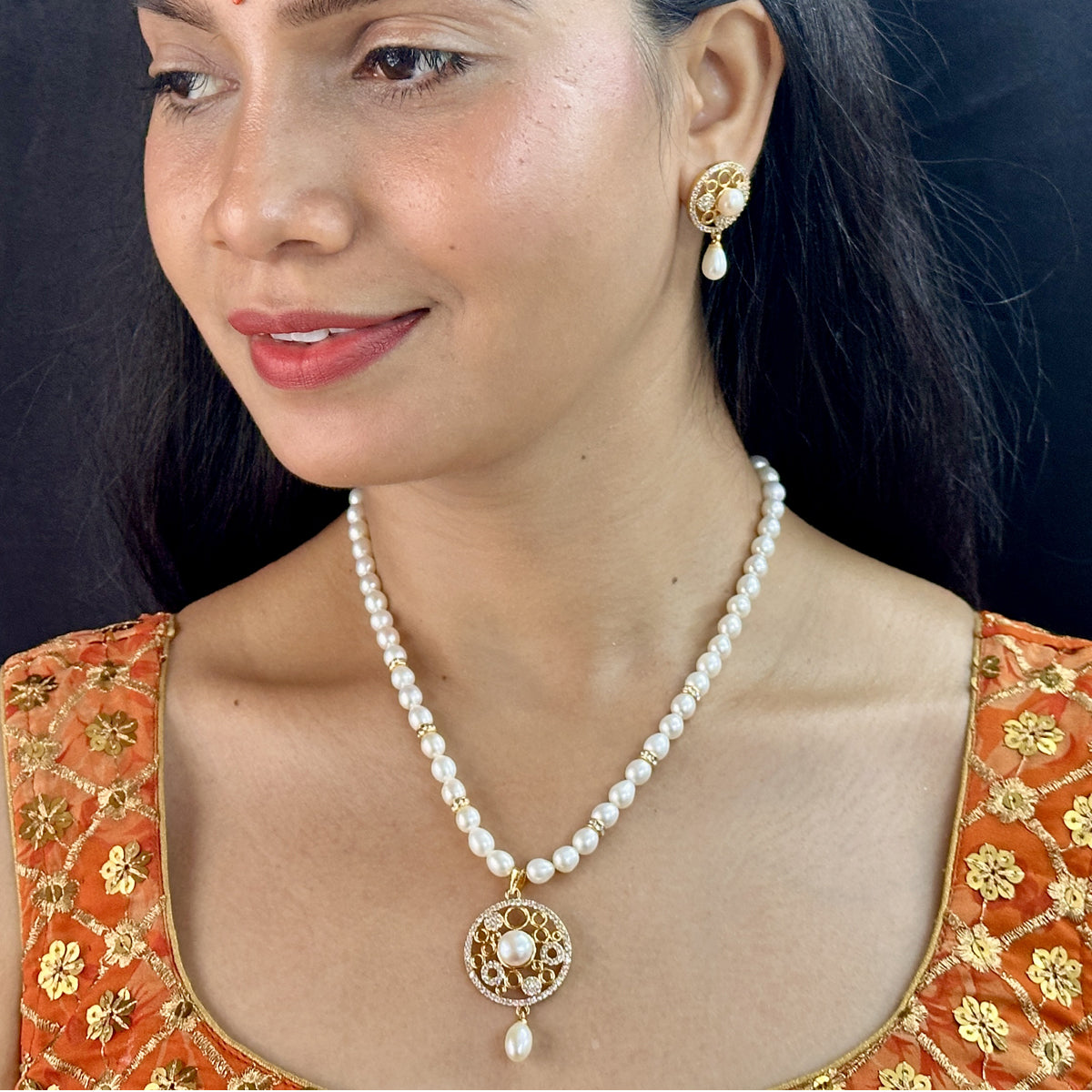J Pearls Sublime Pearl Necklace Set - Swadesiicart