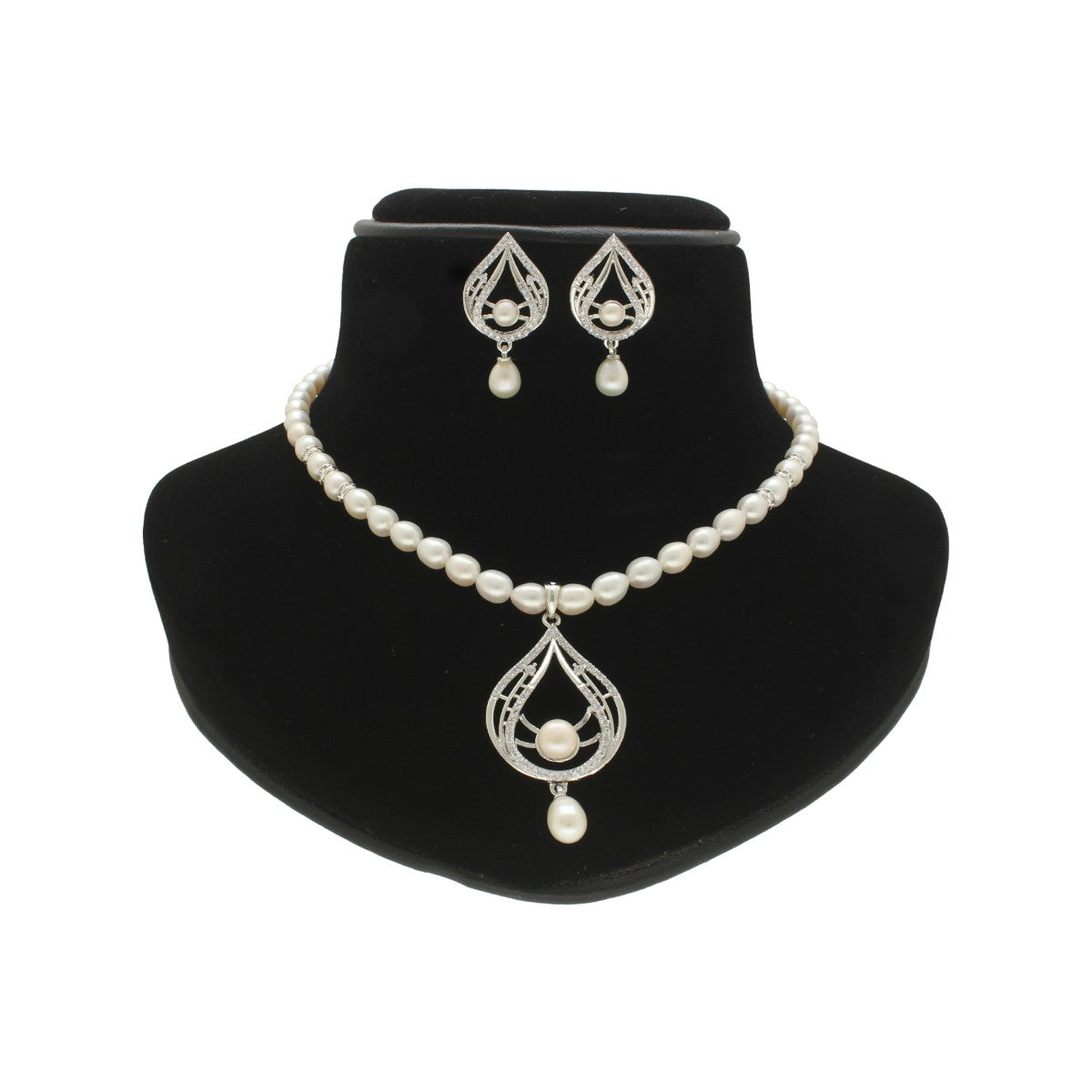J Pearls Winsome Pearl Necklace Set - Swadesiicart