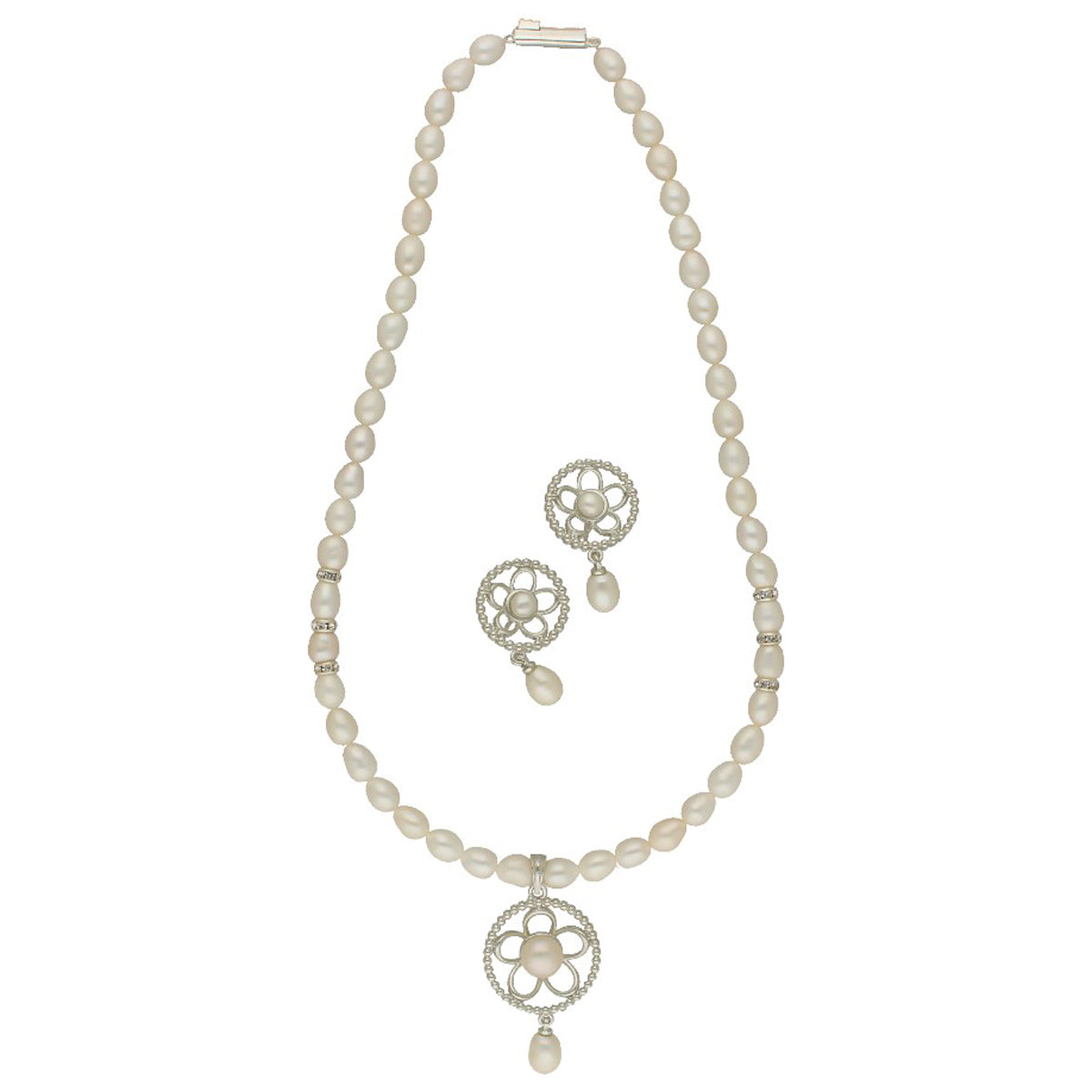 J Pearls Grandiose Pearl Necklace Set - Swadesiicart