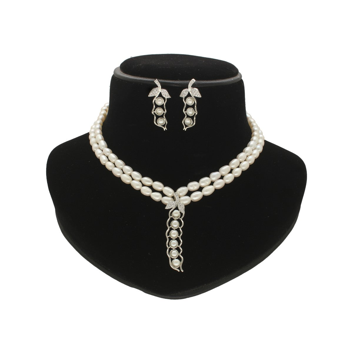J Pearls Dual Line Iconic Pearl Necklace Set - Swadesiicart