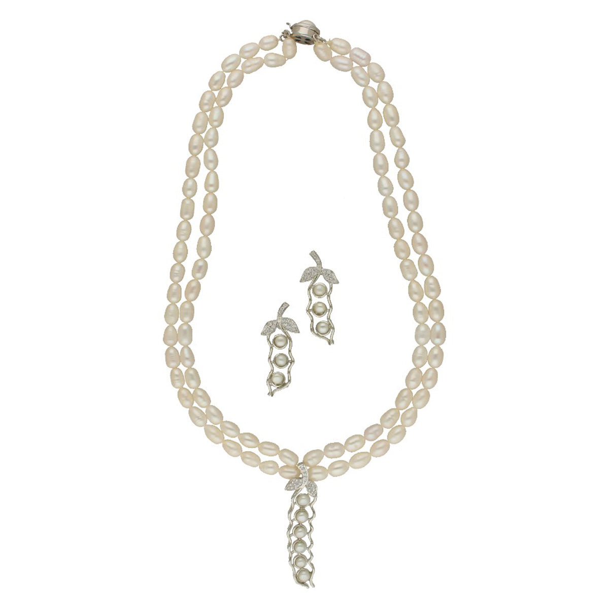 J Pearls Dual Line Iconic Pearl Necklace Set - Swadesiicart