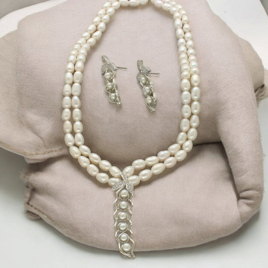 J Pearls Dual Line Iconic Pearl Necklace Set - Swadesiicart