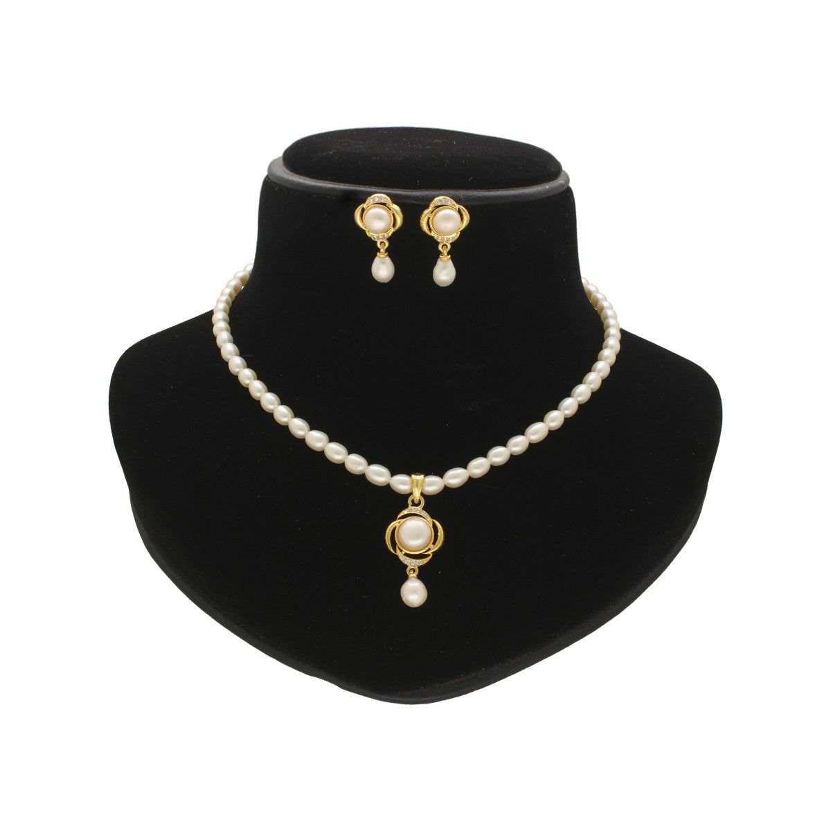 J Pearls Gleaming Pearl Necklace Set - Swadesiicart